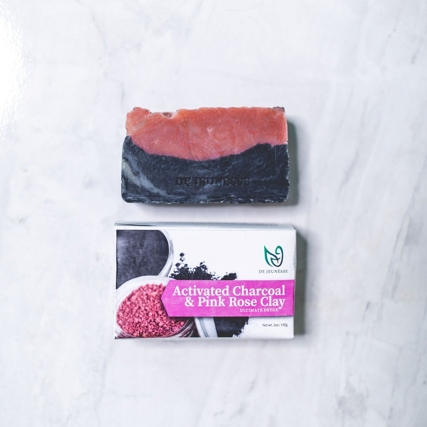 Activated Charcoal &amp; Pink Rose Clay Face &amp; Body Cleansing Bar - dejeunesse